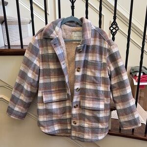 American Eagle Plaid Jacket With Sherpa Lining Women’s Size Small